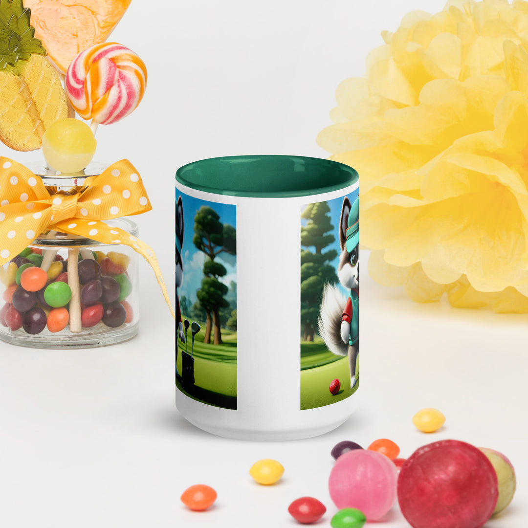 Pomsky Golfer- Mug with Color Inside v11