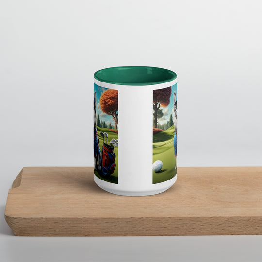 Pomsky Golfer- Mug with Color Inside v5