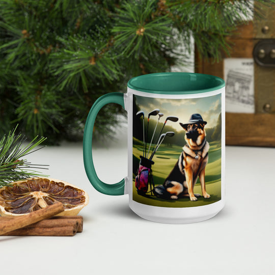 German Shepherd Golfer- Mug with Color Inside