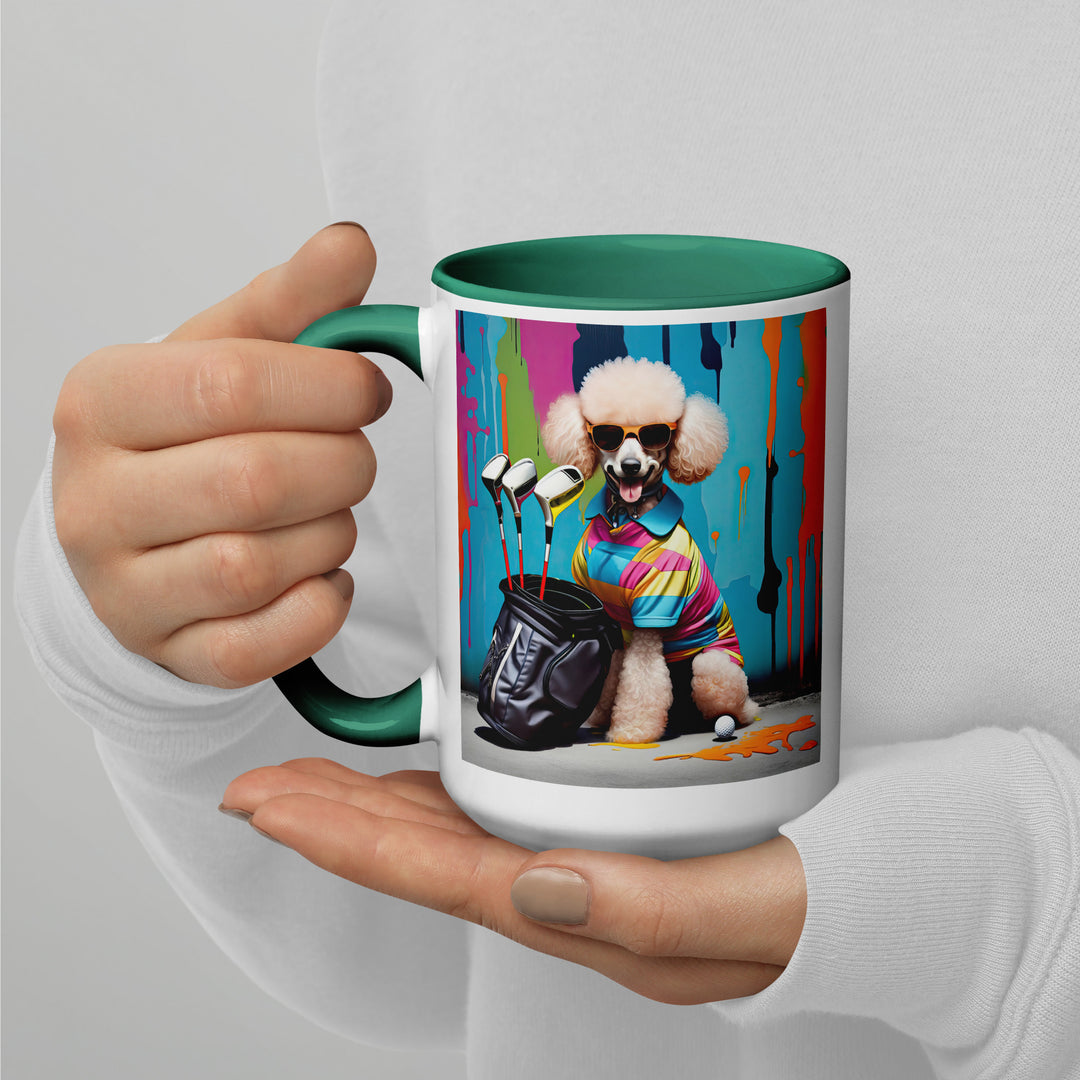 Poodle Golfer- Mug with Color Inside v3