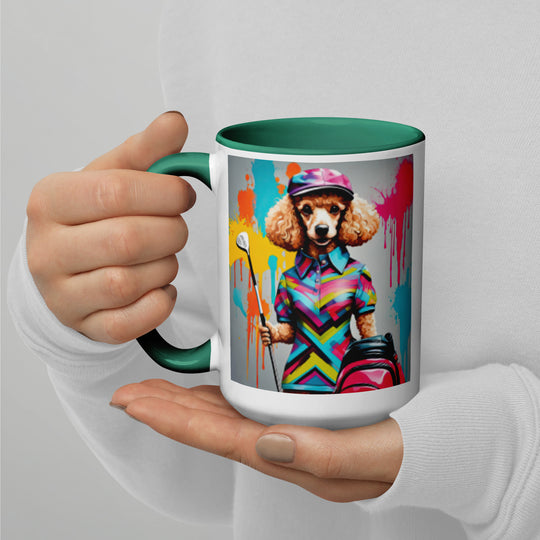 Poodle Golfer- Mug with Color Inside v4