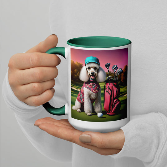 Poodle Golfer- Mug with Color Inside v5