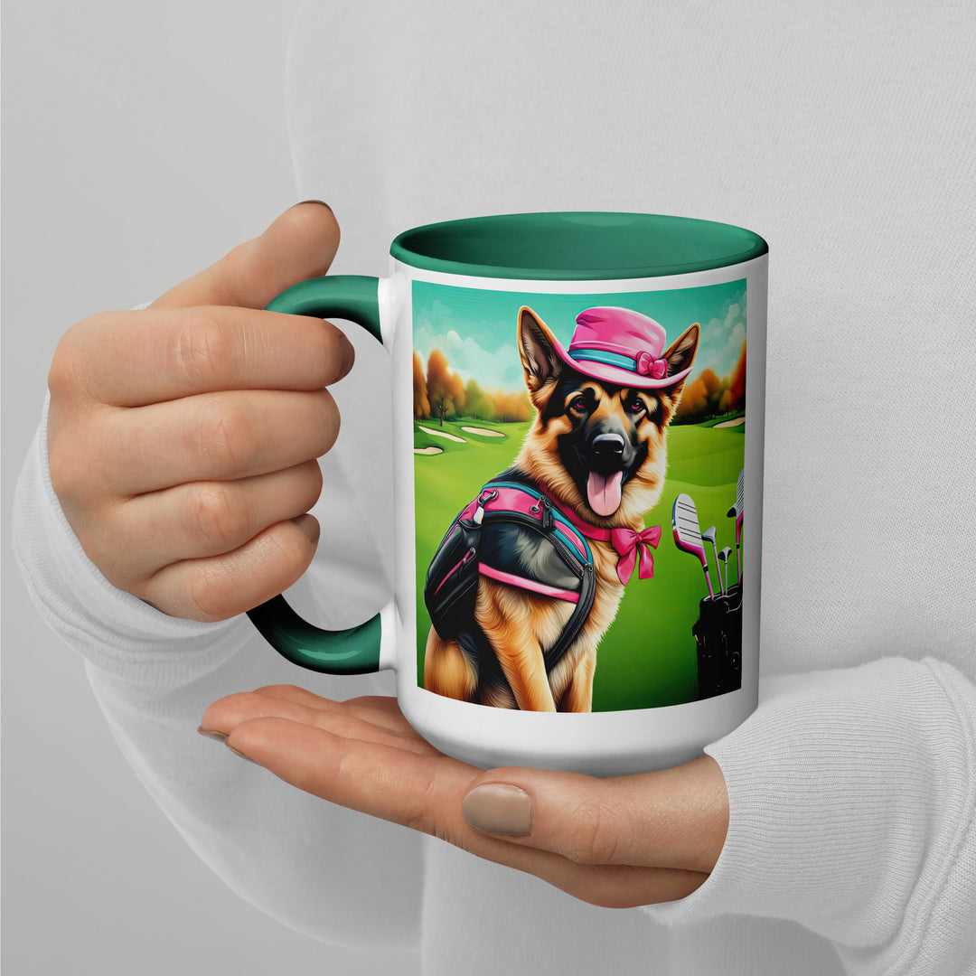 German Shepherd Golfer- Mug with Color Inside V3