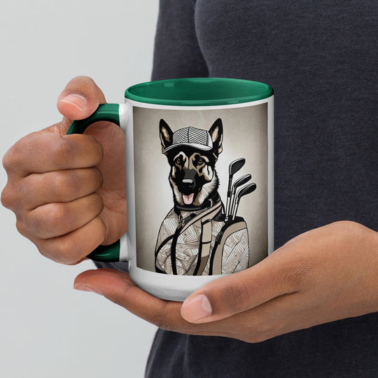 German Shepherd Golfer- Mug with Color Inside V5