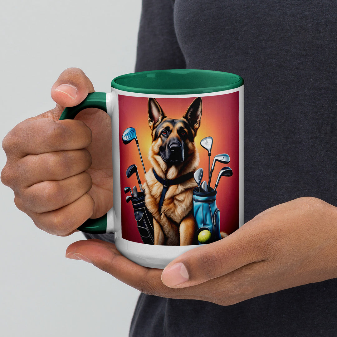 German Shepherd Golfer- Mug with Color Inside V7