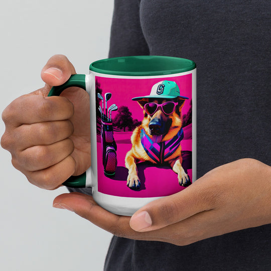 German Shepherd Golfer- Mug with Color Inside V8