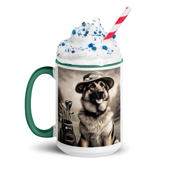 German Shepherd Golfer- Mug with Color Inside V10