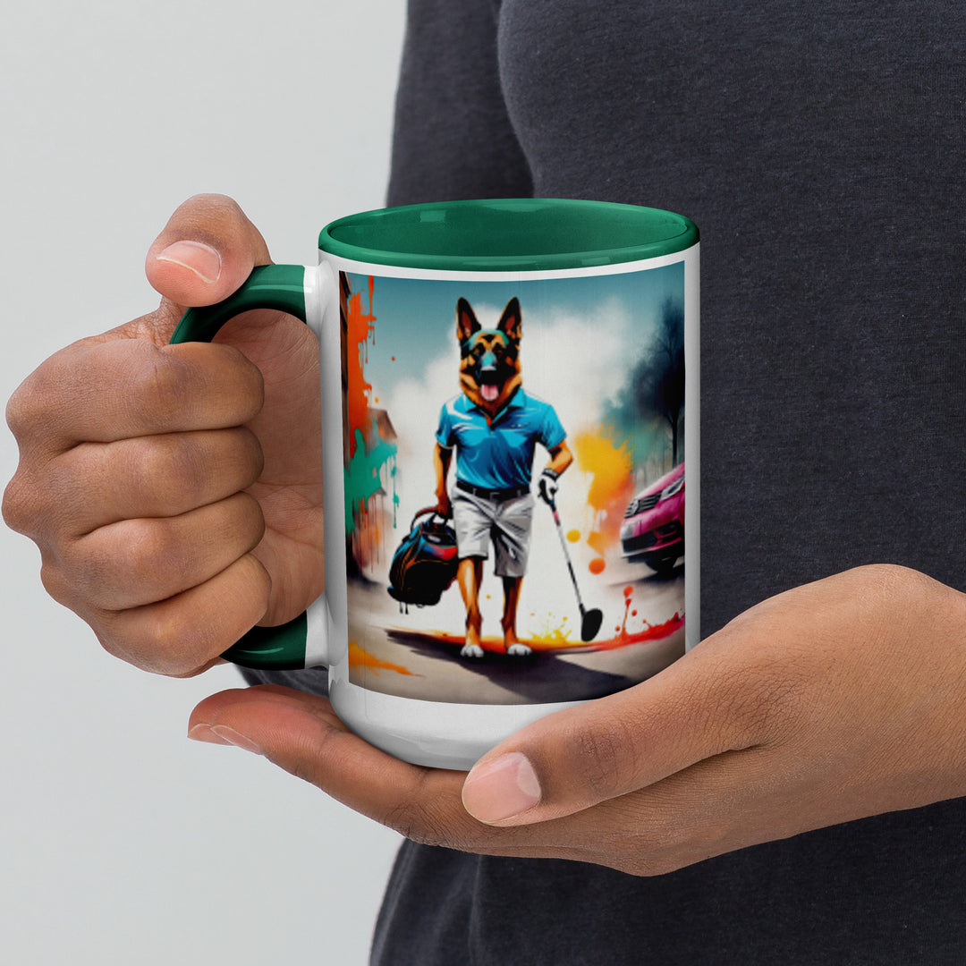 German Shepherd Golfer- Mug with Color Inside V12