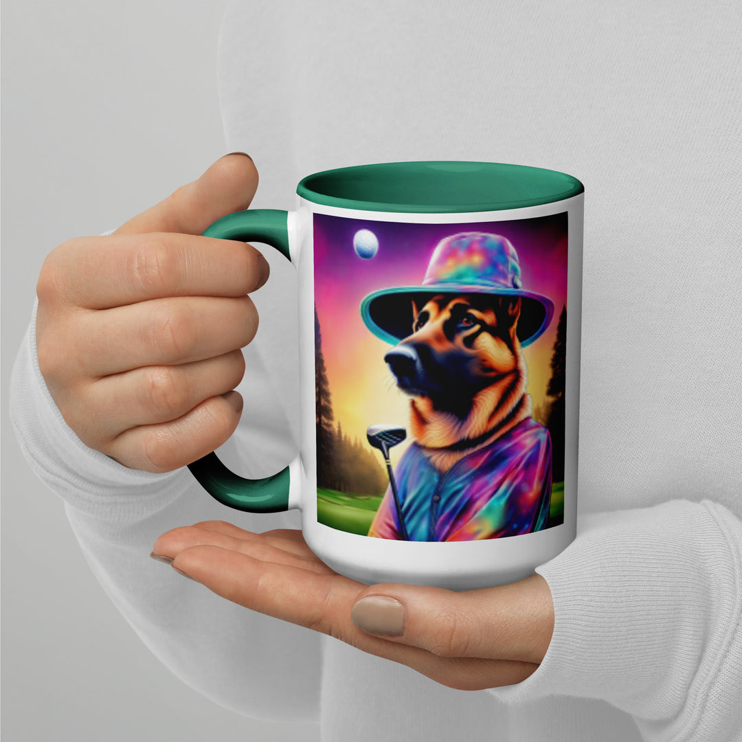 German Shepherd Golfer- Mug with Color Inside V13