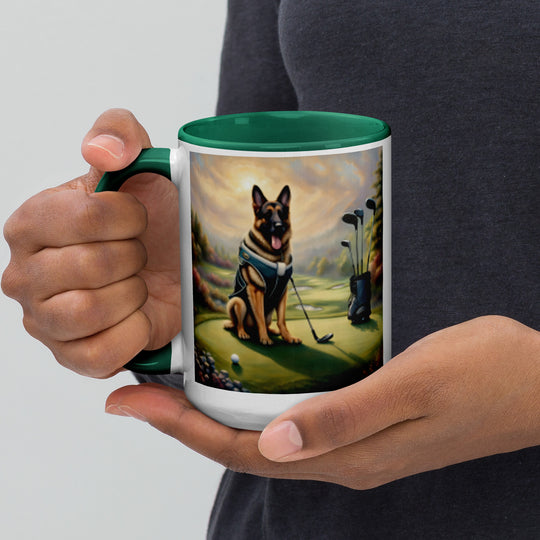 German Shepherd Golfer- Mug with Color Inside V15