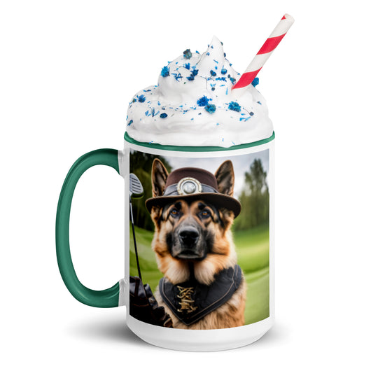 German Shepherd Golfer- Mug with Color Inside V16