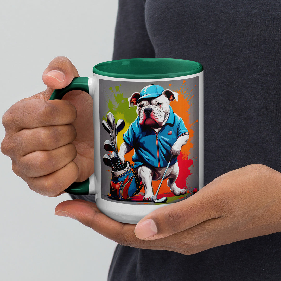 Bulldog Golfer- Mug with Color Inside V2