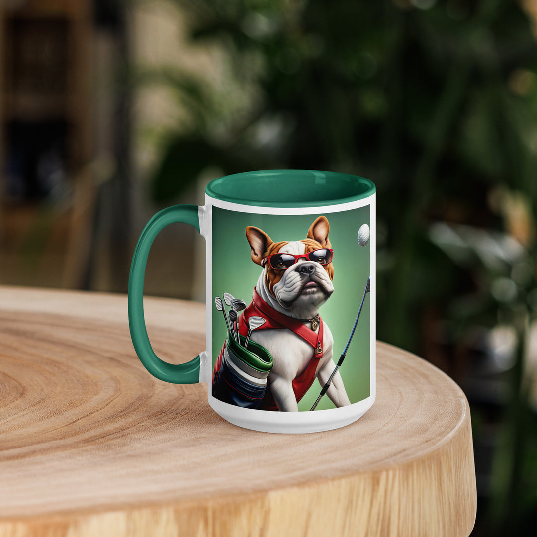 Bulldog Golfer- Mug with Color Inside V3