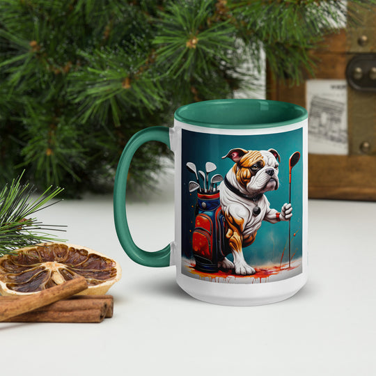 Bulldog Golfer- Mug with Color Inside V4