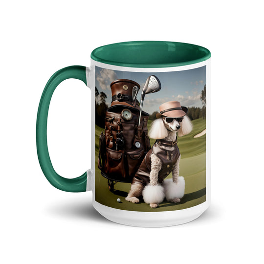 Poodle Golfer- Mug with Color Inside v6
