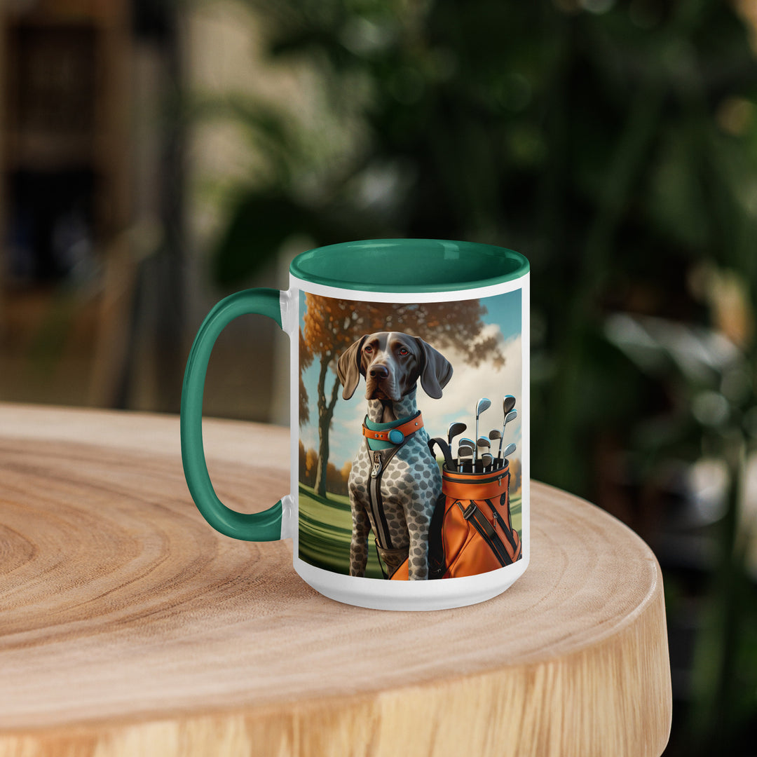 German Shorthaired Pointer Golfer- Mug with Color Inside