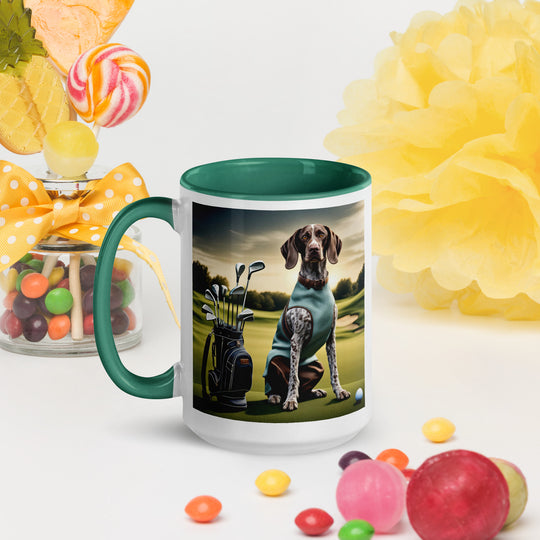 German Shorthaired Pointer Golfer- Mug with Color Inside v2