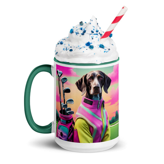 German Shorthaired Pointer Golfer- Mug with Color Inside v3