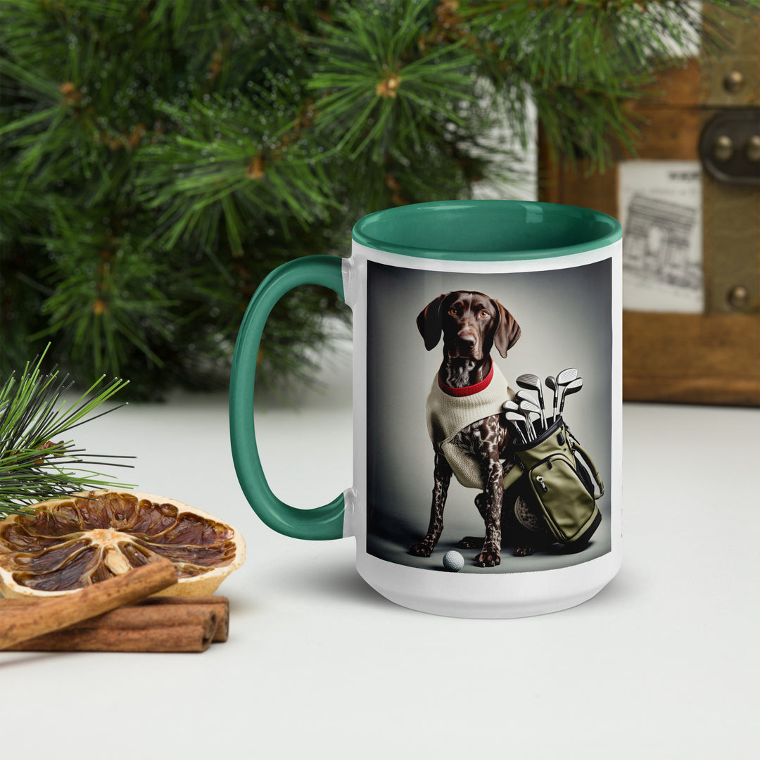 German Shorthaired Pointer Golfer- Mug with Color Inside v4