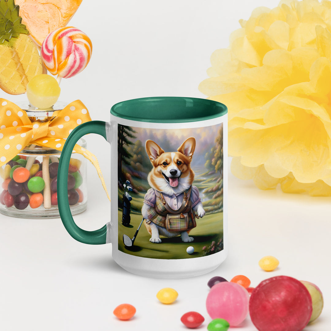 Pembroke Welsh Corgi Golfer- Mug with Color Inside v3