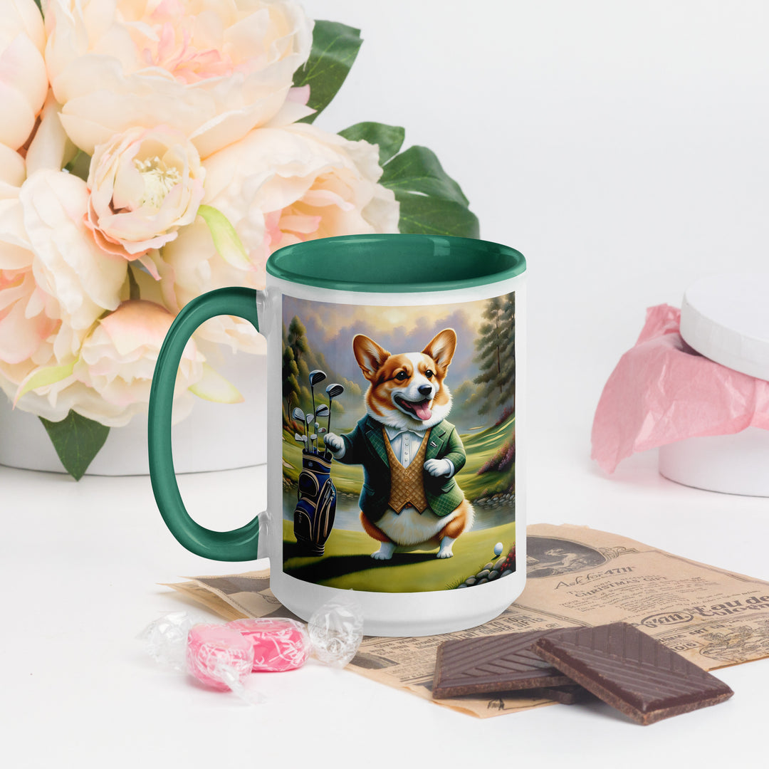 Pembroke Welsh Corgi Golfer- Mug with Color Inside v4