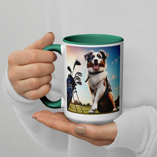 Australian Shepherd Golfer- Mug with Color Inside