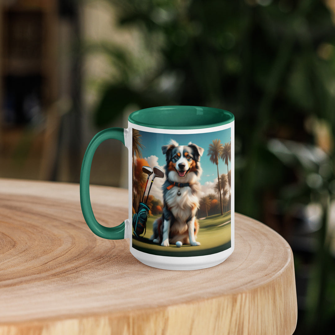 Australian Shepherd Golfer- Mug with Color Inside v2