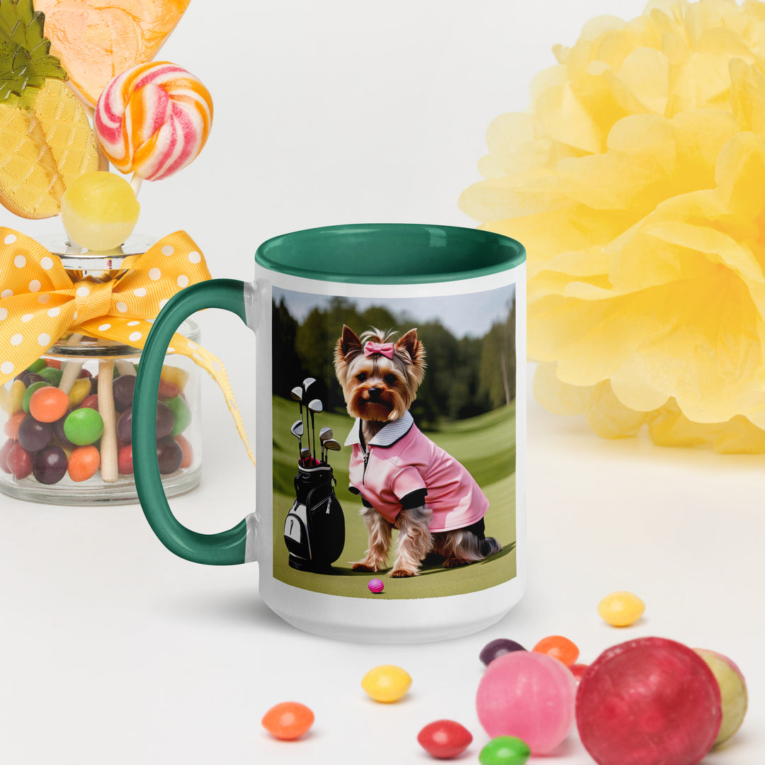 Yorkshire Terrier Golfer- Mug with Color Inside v2