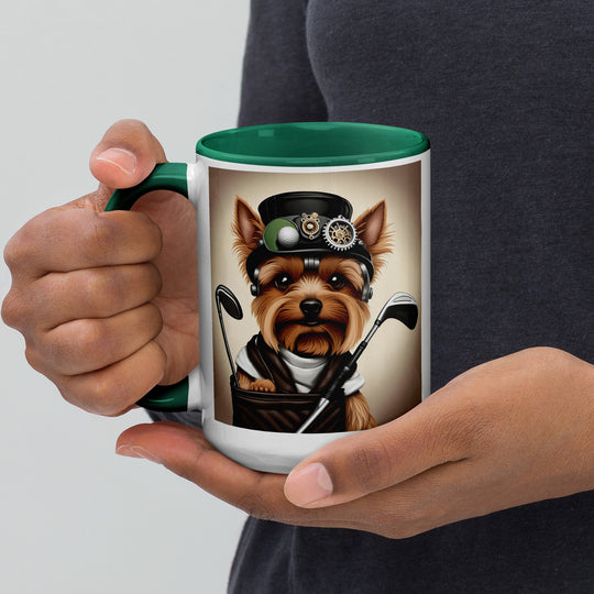 Yorkshire Terrier Golfer- Mug with Color Inside v3