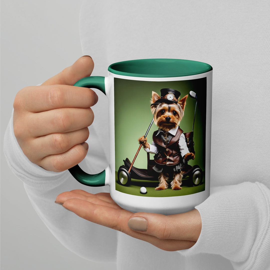 Yorkshire Terrier Golfer- Mug with Color Inside v4