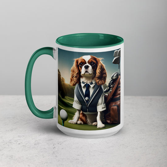 Cavalier King Charles Spaniel Golfer- Mug with Color Inside v3