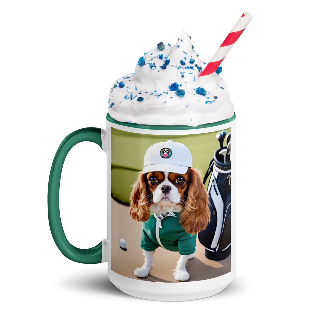 Cavalier King Charles Spaniel Golfer- Mug with Color Inside v4