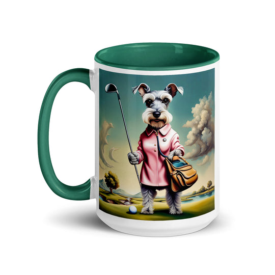 Miniature Schnauzer Golfer- Mug with Color Inside