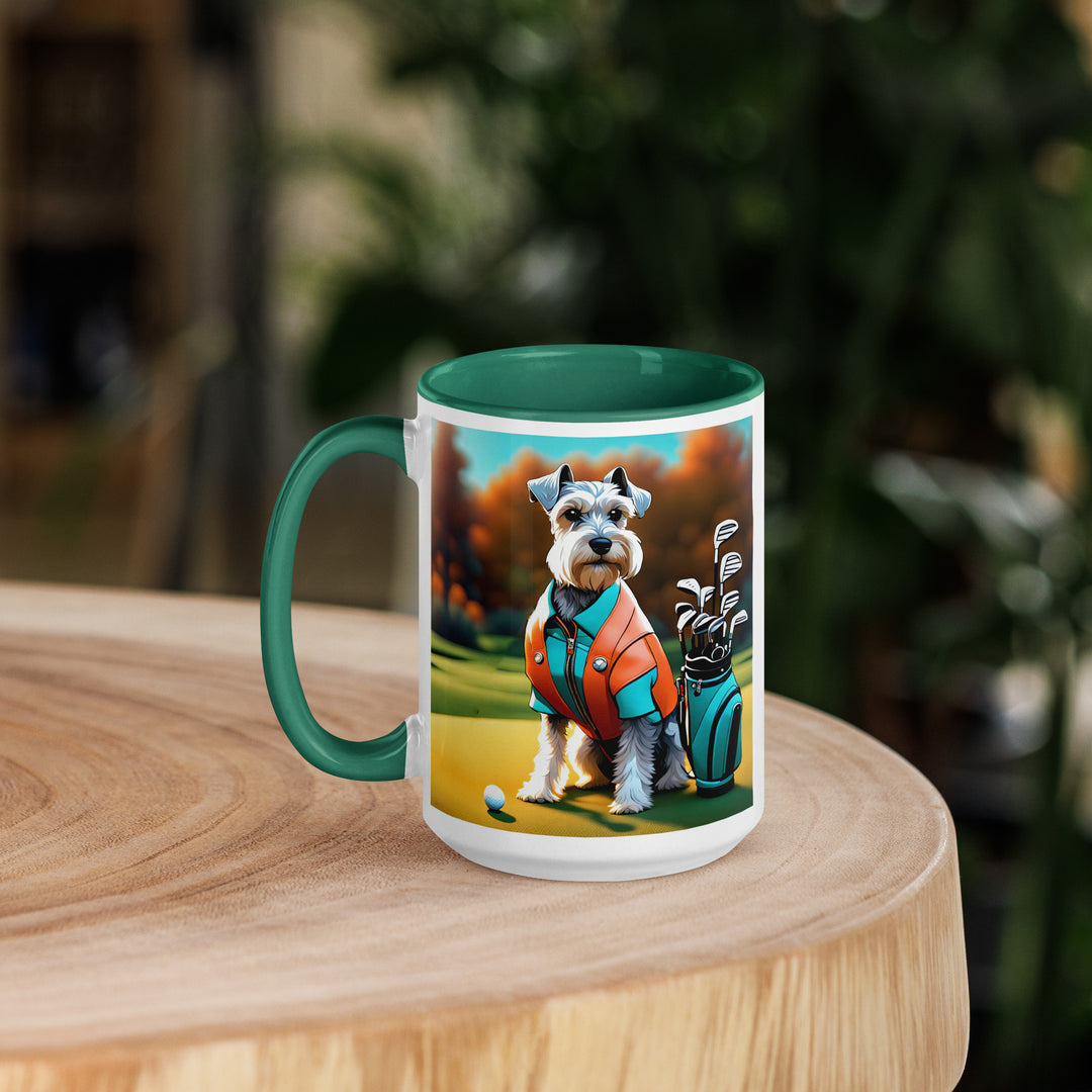 Miniature Schnauzer Golfer- Mug with Color Inside v2