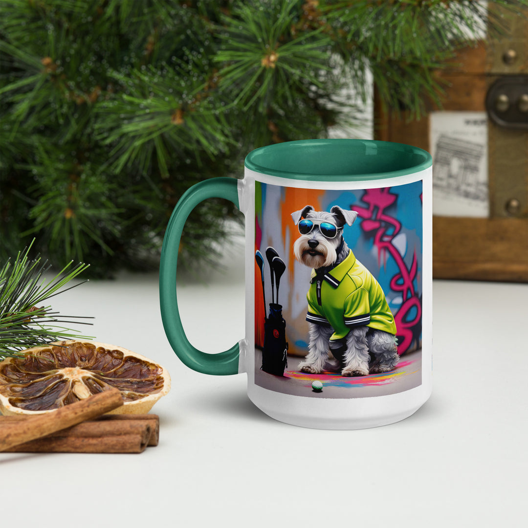 Miniature Schnauzer Golfer- Mug with Color Inside v3