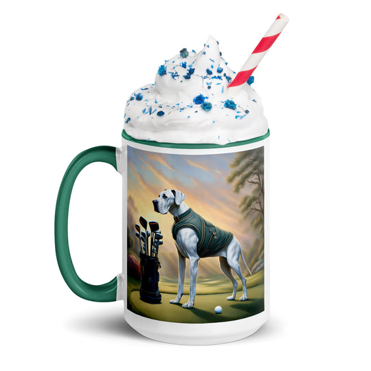 Great Dane Golfer- Mug with Color Inside v3