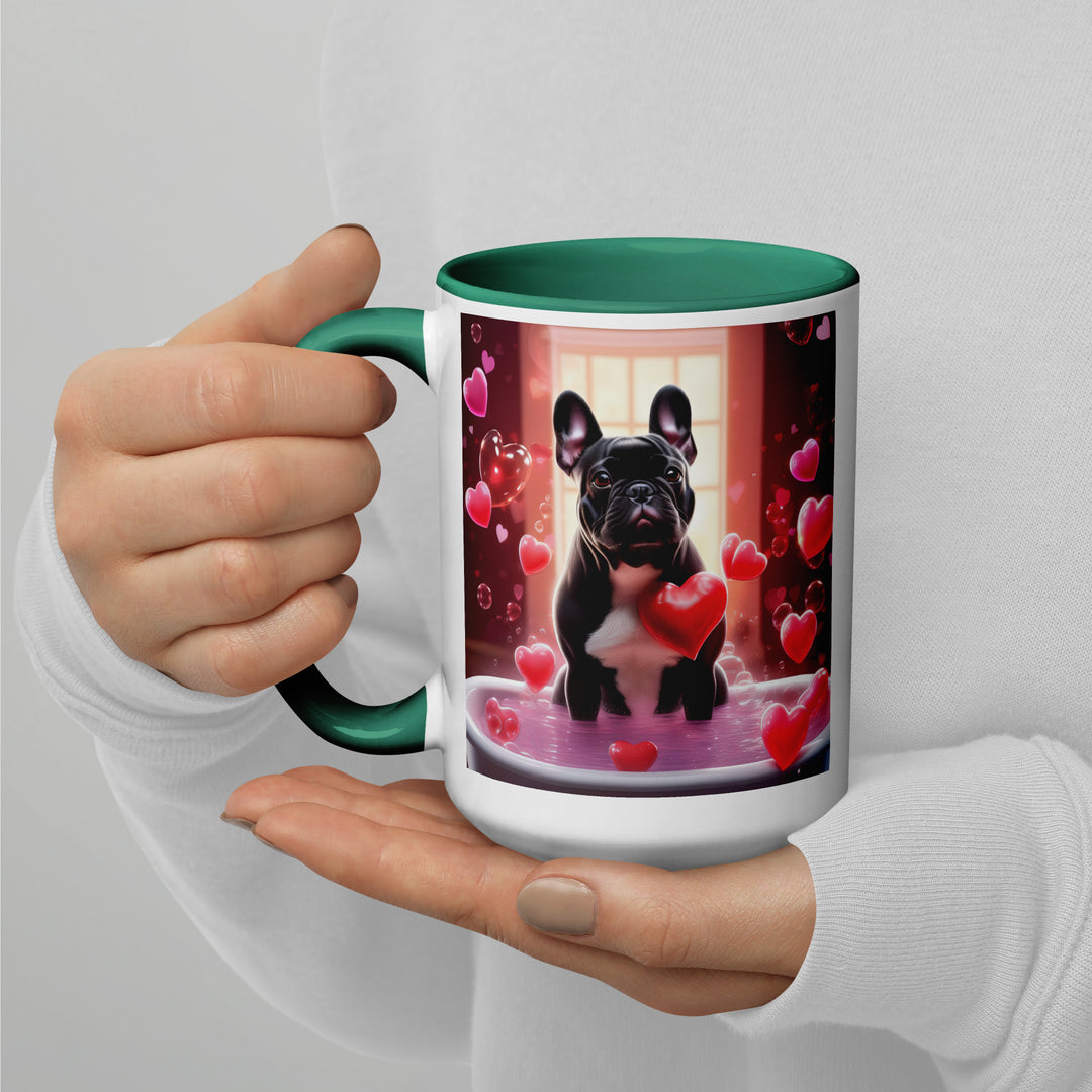 French Bulldog Romantic- Mug with Color Inside v4