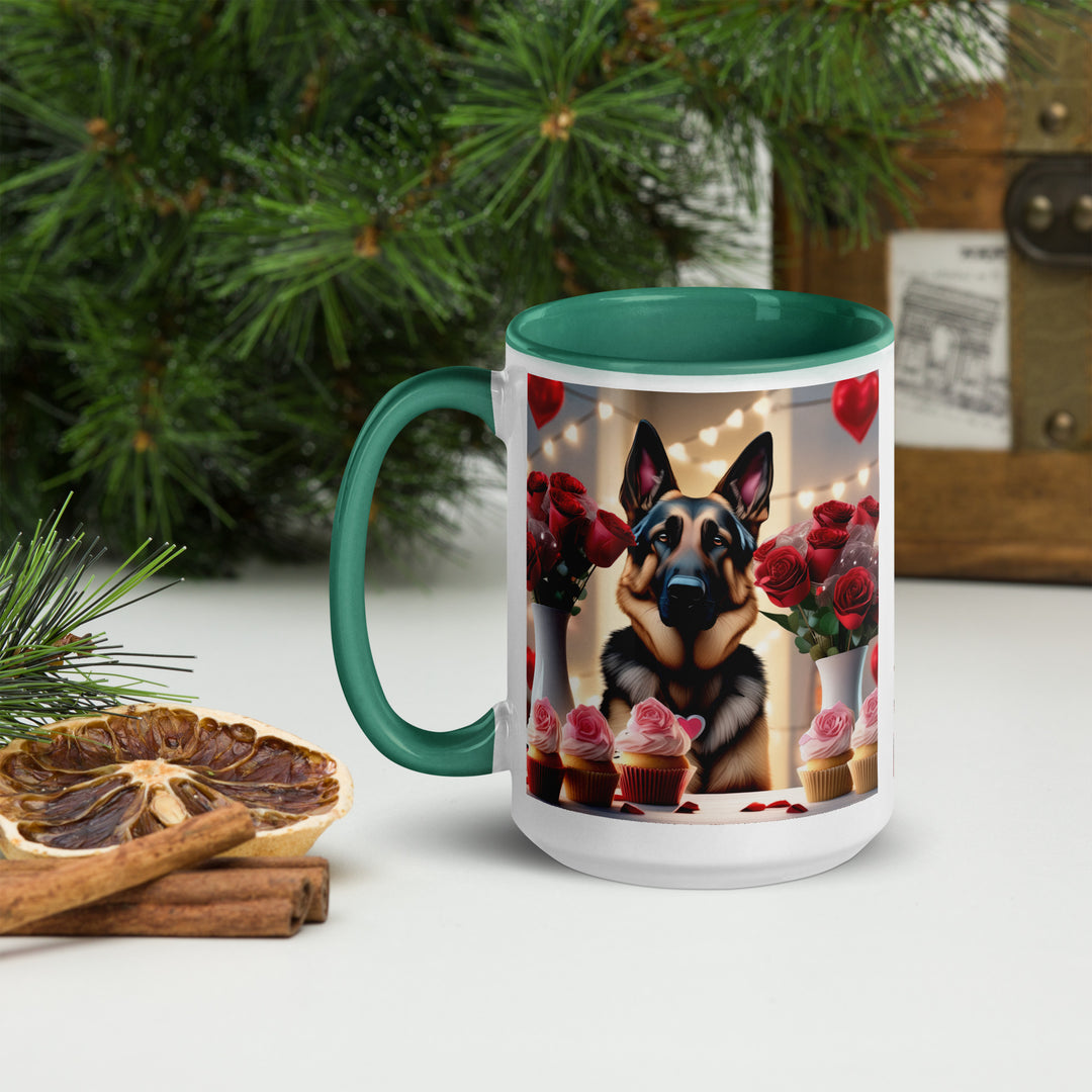 German Shepherd Romantic- Mug with Color Inside v2