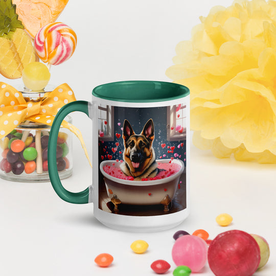 German Shepherd Romantic- Mug with Color Inside v3