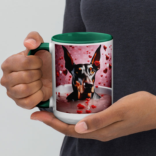 Doberman Pinscher Romantic- Mug with Color Inside v2