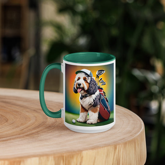 Bernedoodle Golfer- Mug with Color Inside v6