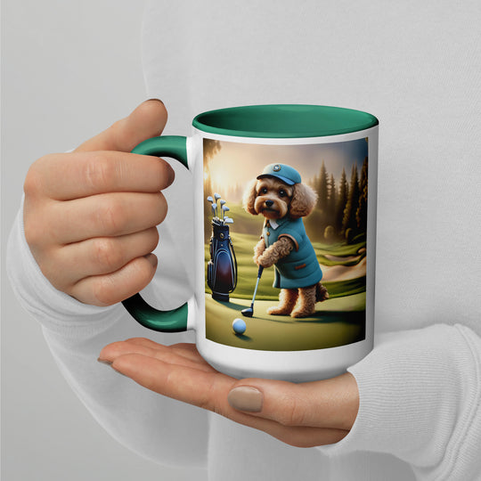 Cavapoo Golfer- Mug with Color Inside v5