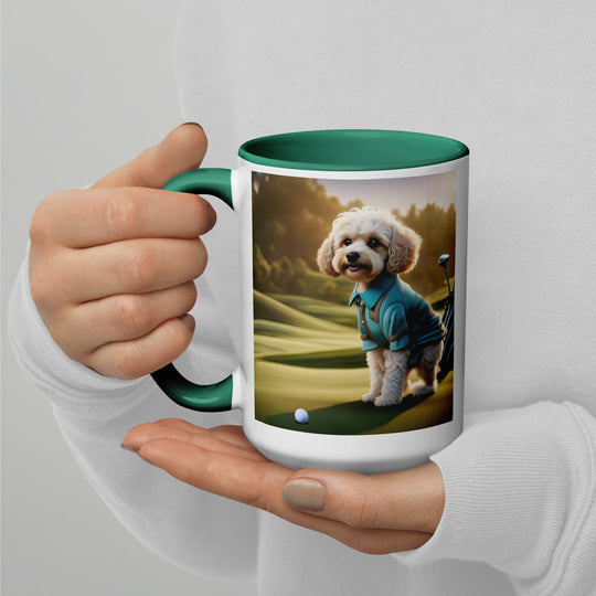 Cavapoo Golfer- Mug with Color Inside v4