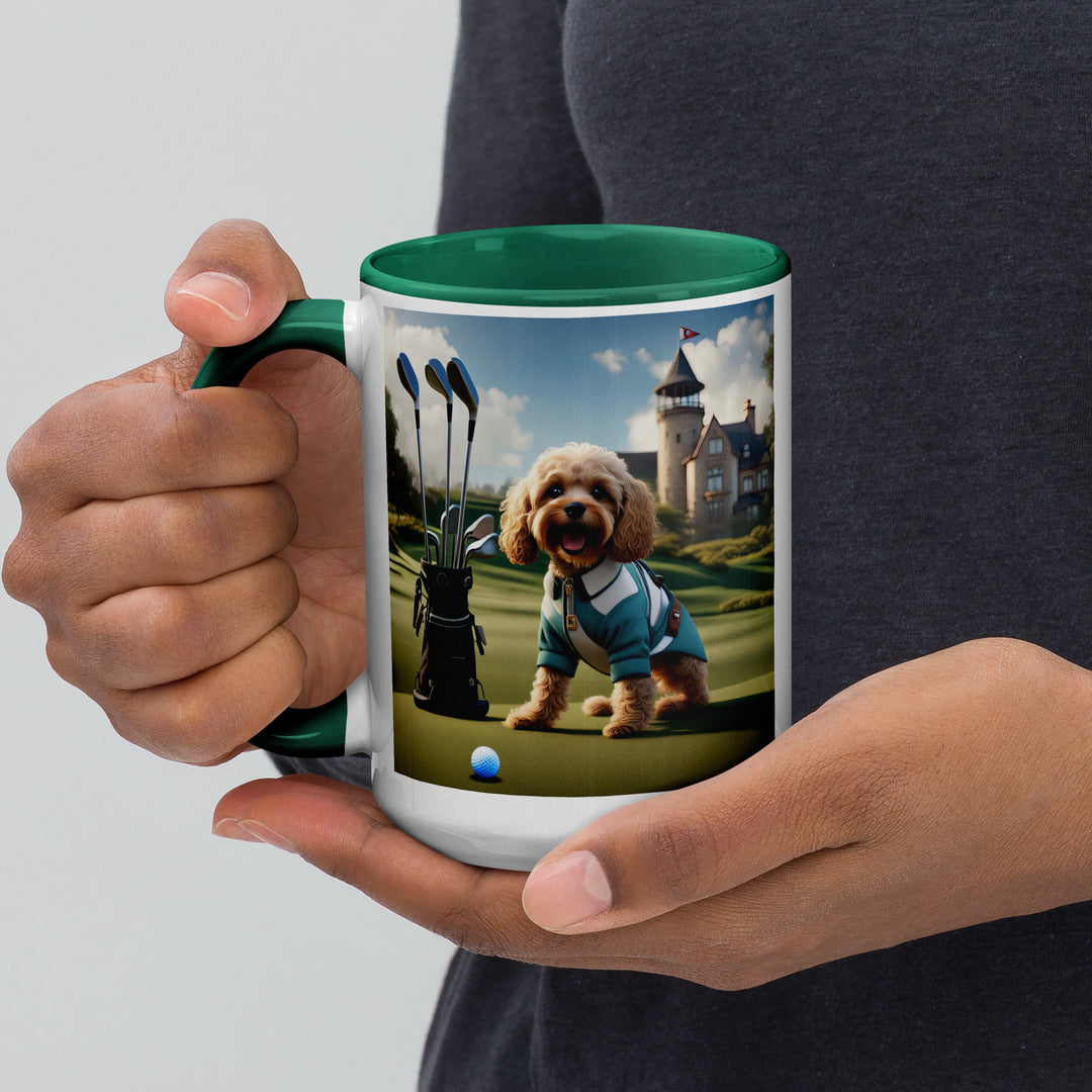 Cavapoo Golfer- Mug with Color Inside v6