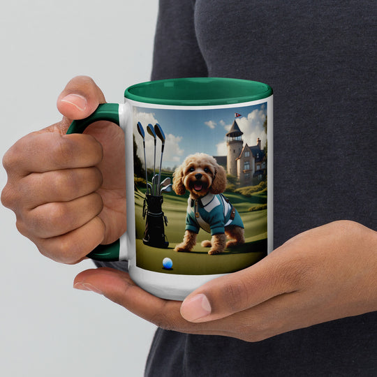 Cavapoo Golfer- Mug with Color Inside v6