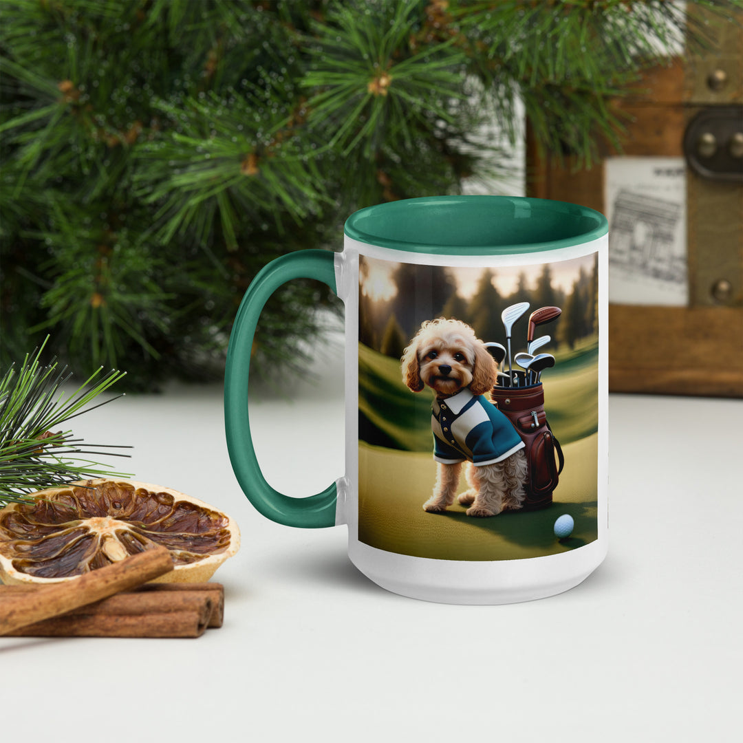 Cavapoo Golfer- Mug with Color Inside v8