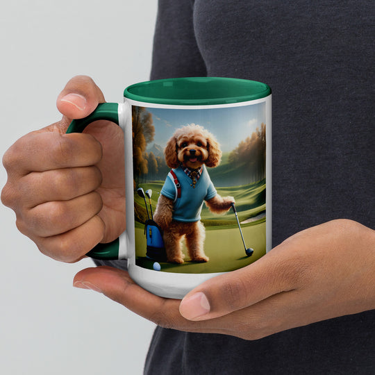 Cavapoo Golfer- Mug with Color Inside v7