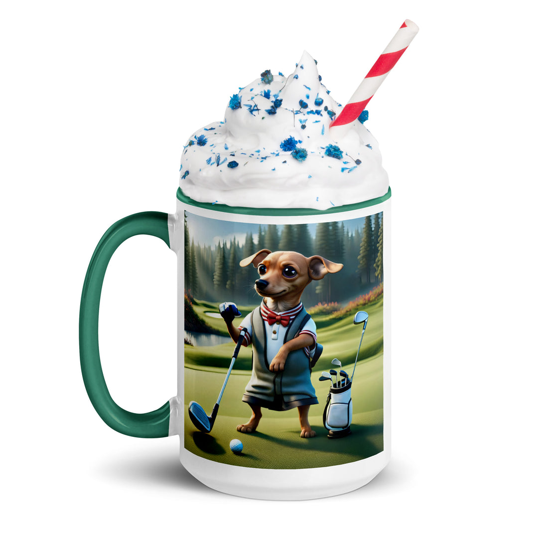 Chiweenie Golfer- Mug with Color Inside v3