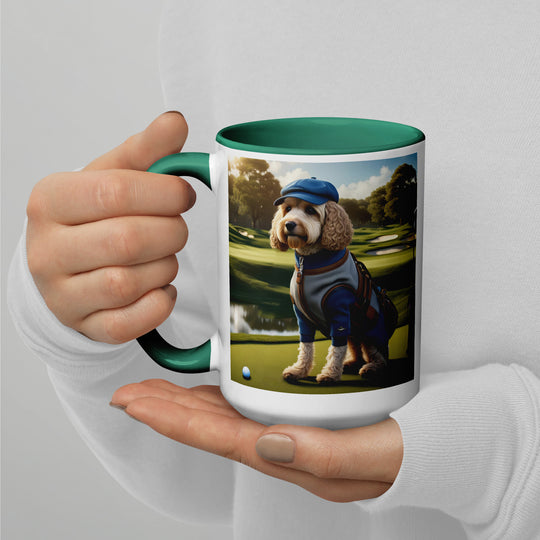 Cockapoo Golfer- Mug with Color Inside v9