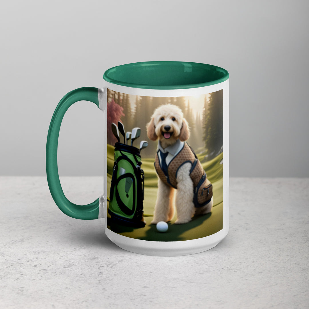 Goldendoodle Golfer- Mug with Color Inside v2